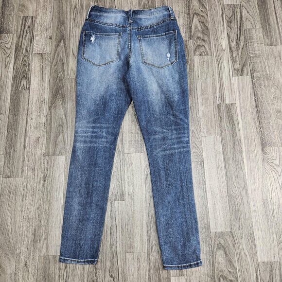 Mudd High Rise Jegging Jeans Juniors 3 Blue Skinny Distressed Stretch Denim - Picture 2 of 10